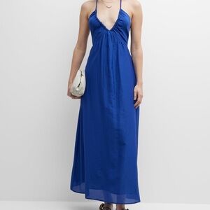 XiRENA Blue Halter Maxi Dress for Weddings